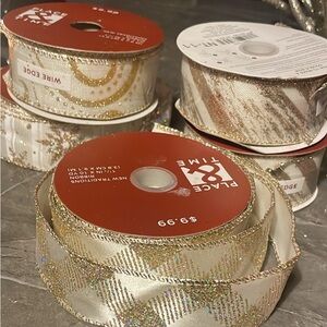 Gold and Cream Wired Ribbon Set